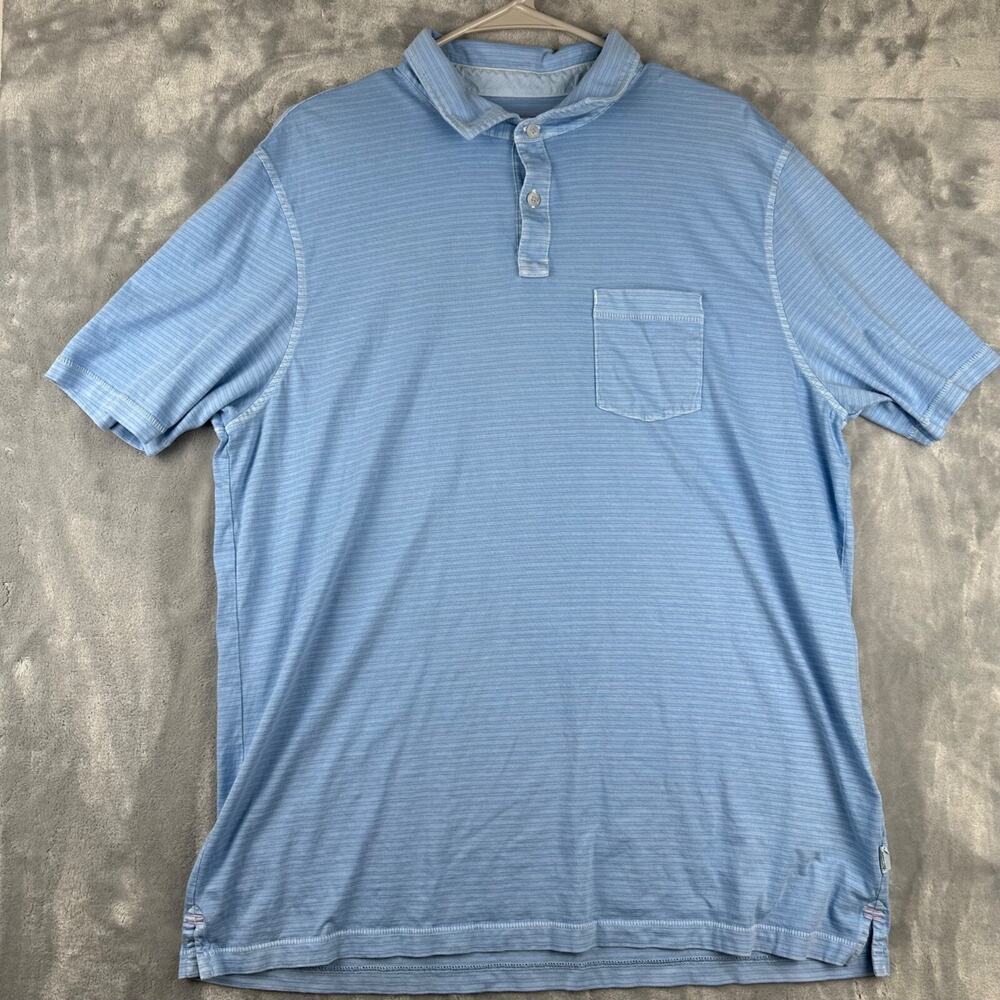 Vineyard Vines Shirt Men's Large Island Polo Blue Stripe‎ Pima Cotton Golf